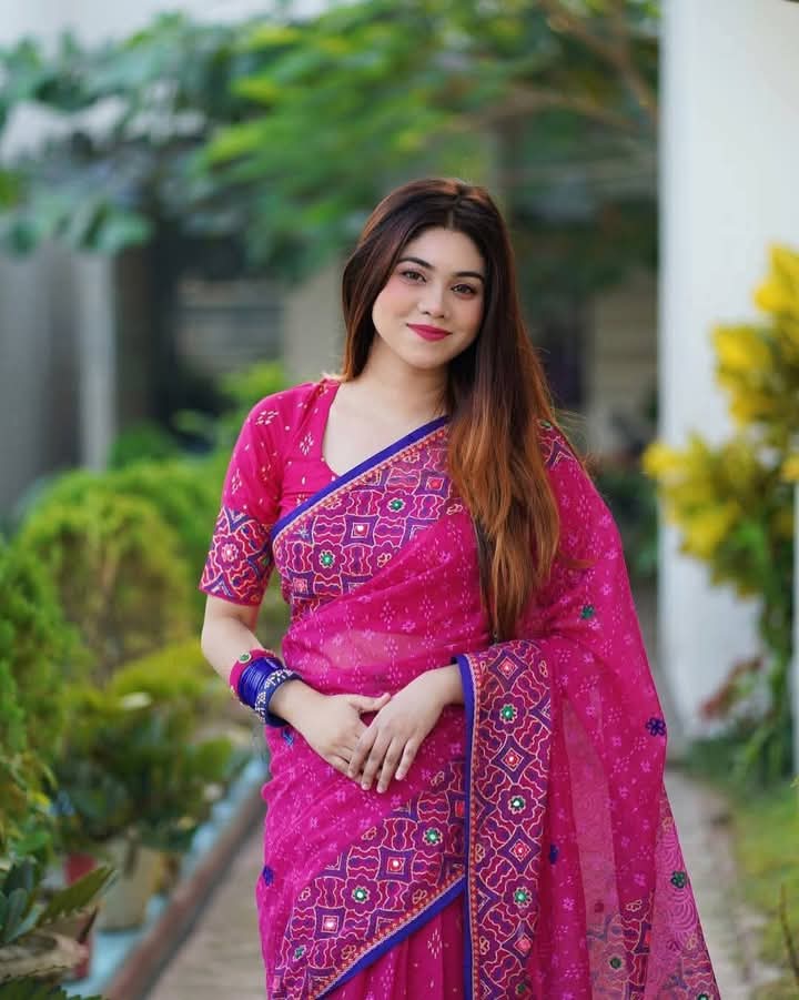 Picture of Hamim Fashion New Design Tant Boutiques Full Saree Embroidery Work (Tassels on the Achal)  - 13 Haat
