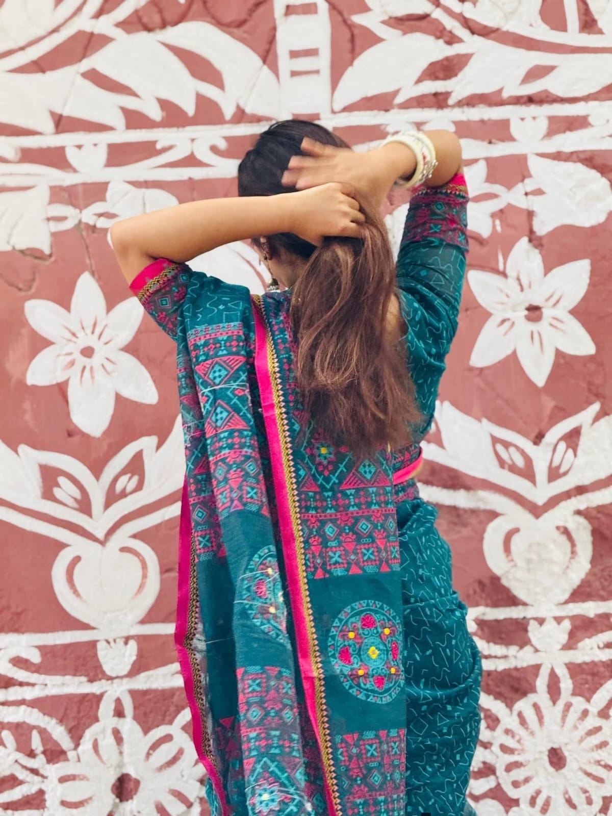 Picture of Hamim Fashion New Design Tant Boutiques Full Saree Embroidery Work (Tassels on the Achal)  - 13 Haat