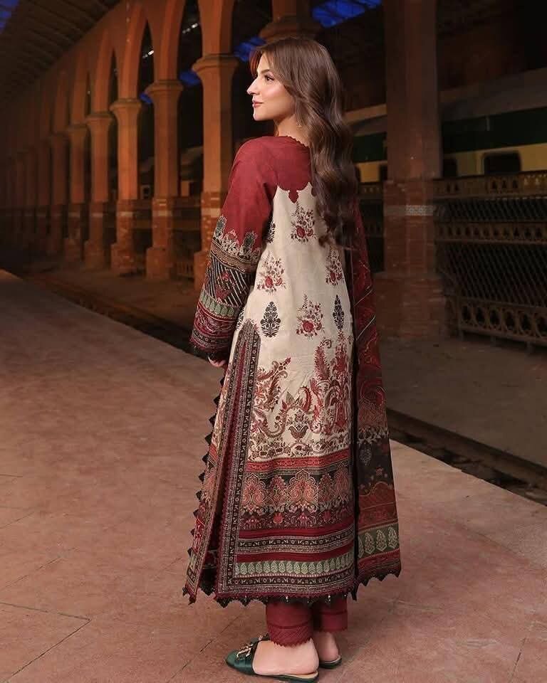 Picture of Hamim Fashion Digital Printed Stitched 3 Piece ​Cotton Silk Fabric  - Multicolor