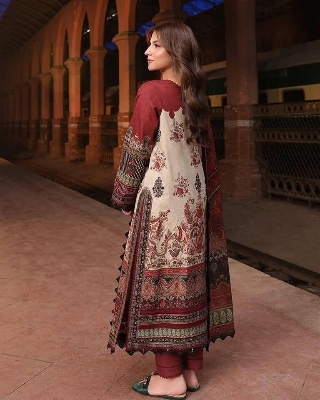 Picture of Hamim Fashion Digital Printed Stitched 3 Piece ​Cotton Silk Fabric  - Multicolor