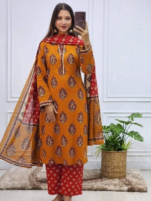 Picture of Hamim Fashion Digital Printed Stitched 3 Piece ​China Microstich Fabric  - Multicolor