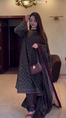 Picture of Hamim Fashion Stitched Collection Digital Print 3 piece  - Black