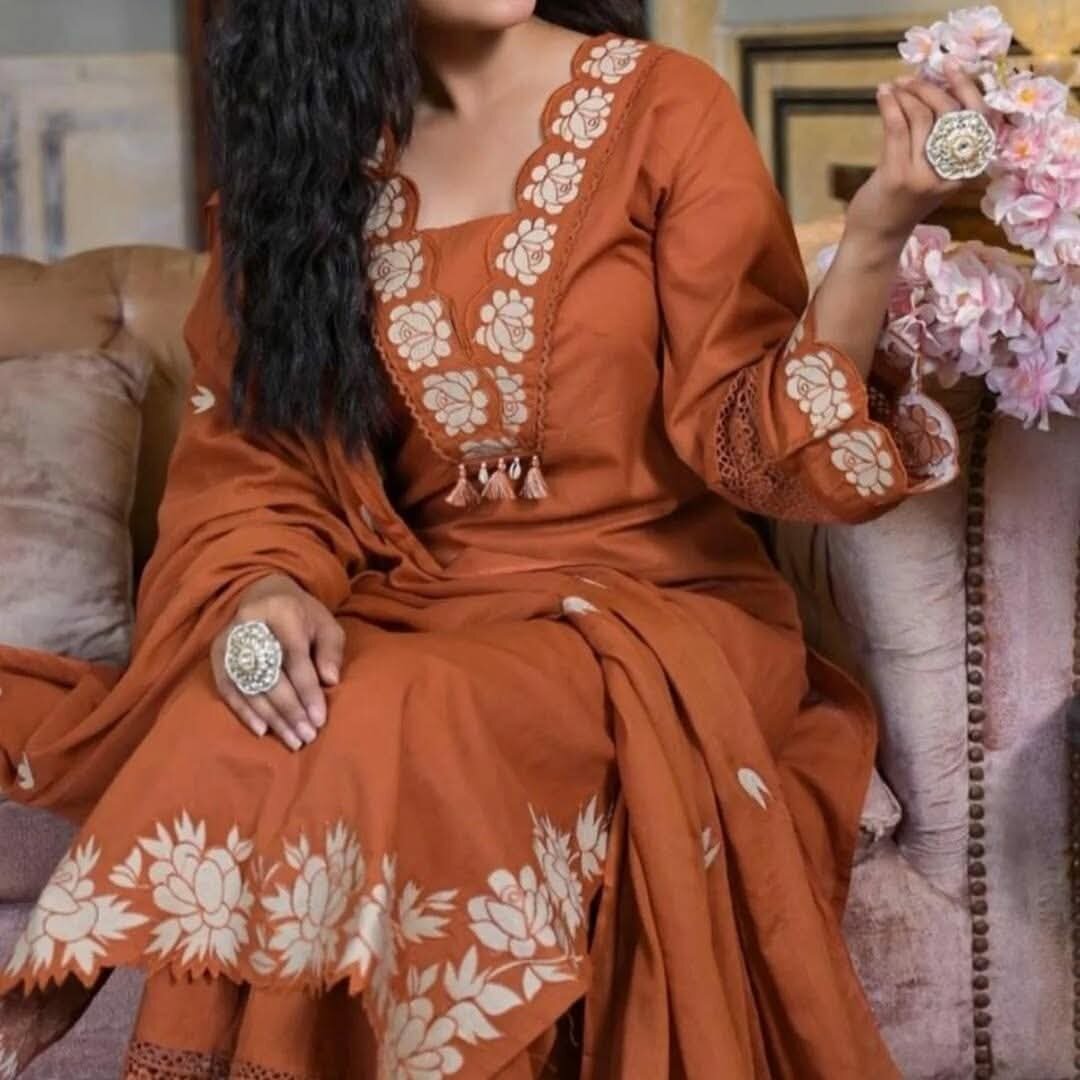 Picture of Hamim Fashion VIP Linen Stitched 3 piece with Embroidery Work  - Multicolor