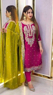 Picture of Hamim Fashion VIP Linen Stitched 3 piece with Embroidery Work