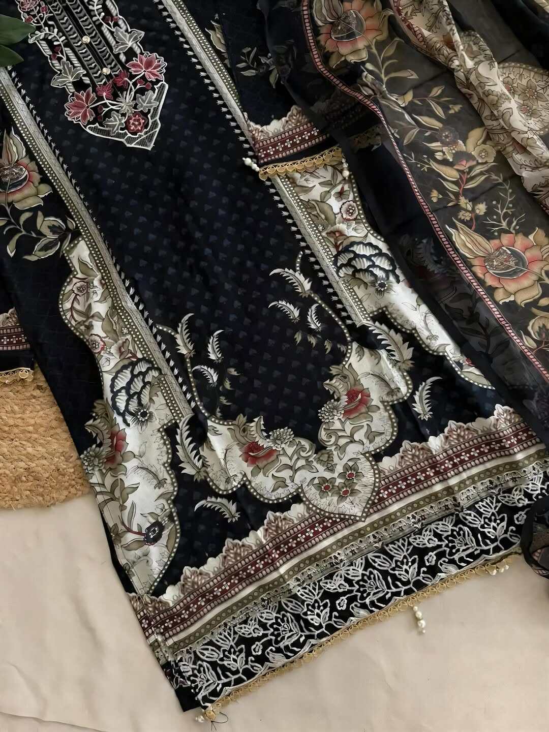 Picture of Hamim Fashion Digital Printed Stitched 3 Piece ​China Microstich Fabric  - Black