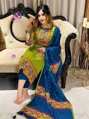 Picture of Hamim Fashion New Unstitch 3 Piece VIP Block Print Collection