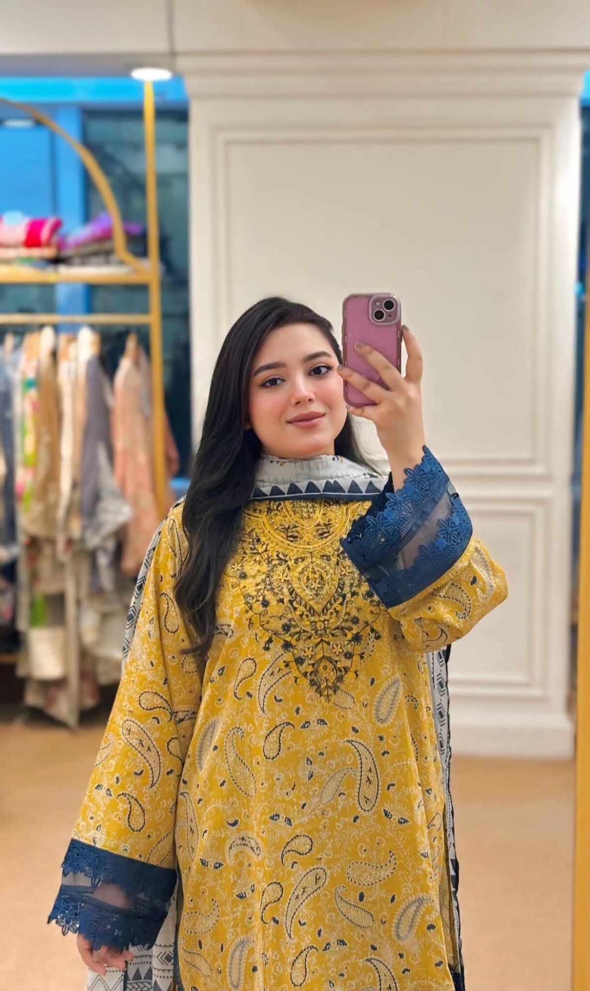 Picture of Hamim Fashion Digital Printed Stitched 3 Piece ​China Microstich Fabric with Lace Work  - Multicolor