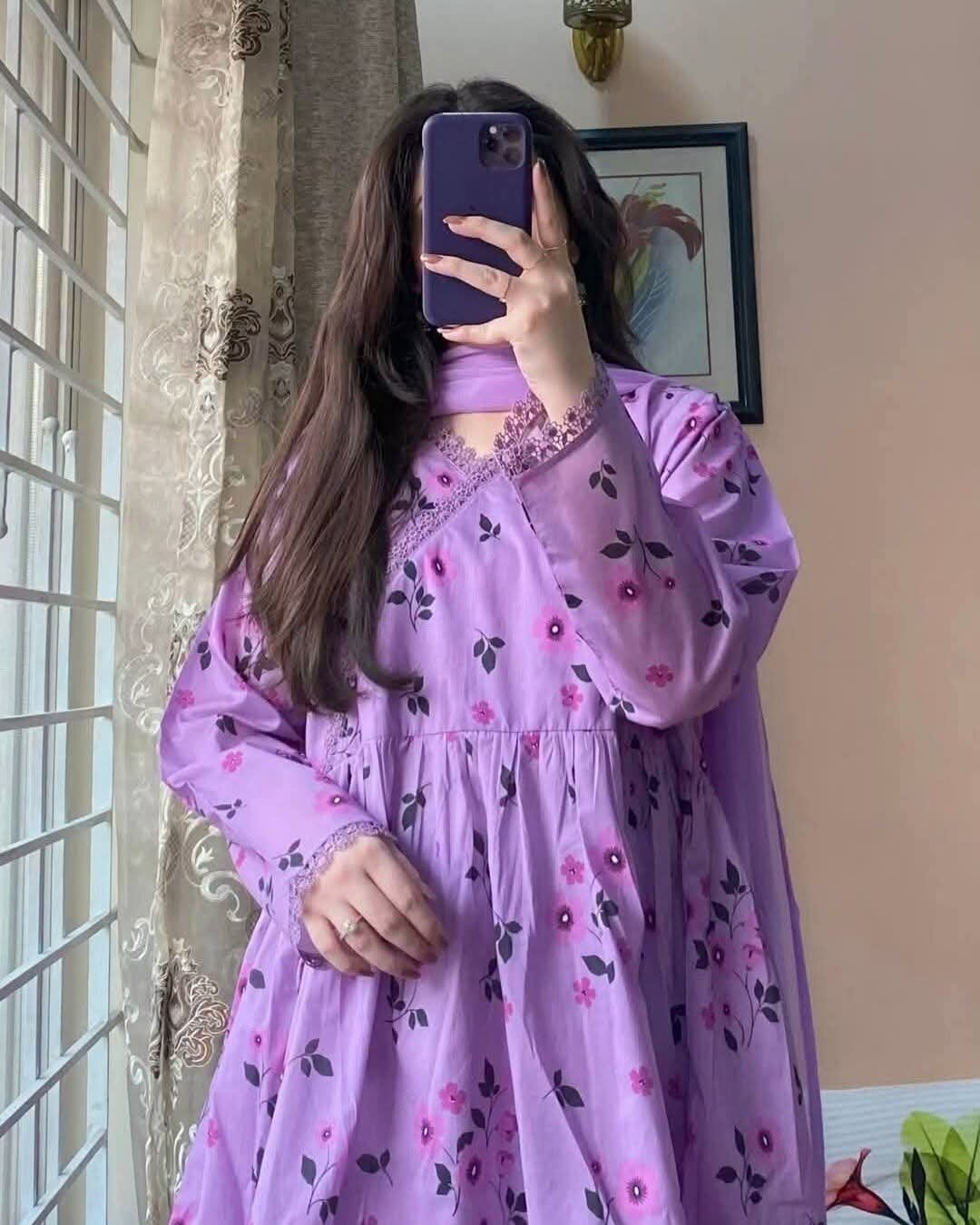 Picture of Hamim Fashion 3 Piece Stitched Pure Cotton Kurti in Skin Print