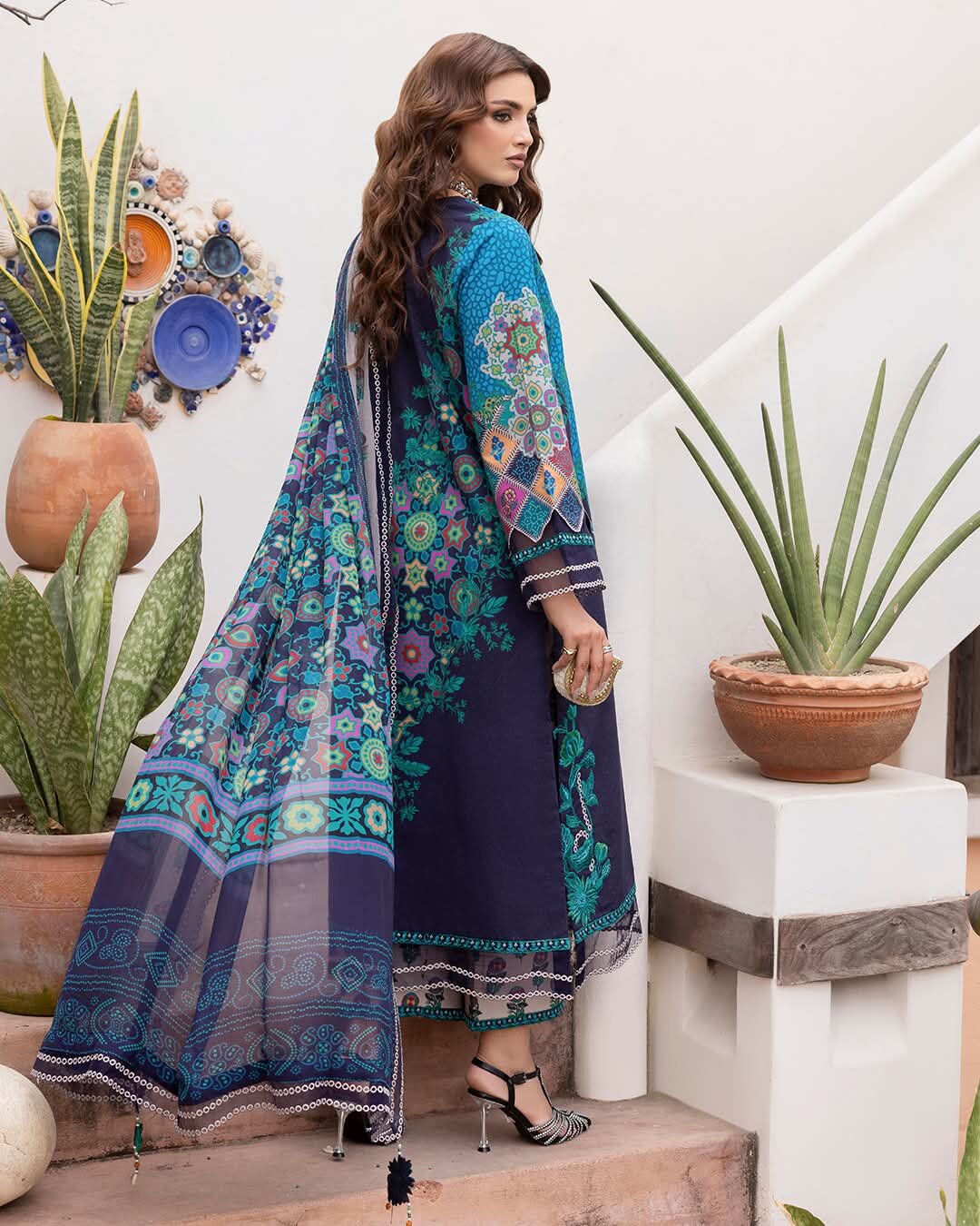 Picture of Hamim Fashion Digital Printed Stitched 3 Piece ​China Microstich Fabric - Blue