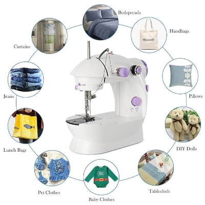 Picture of Mini Portable Handheld Electric Adjustable 2-Speed Sewing Machine - Multicolor