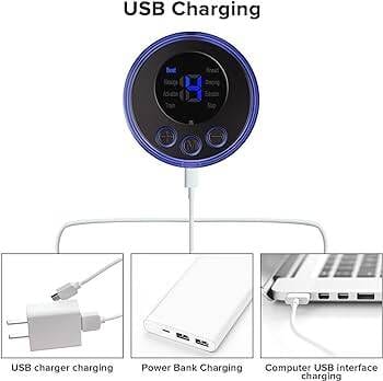 Picture of Tens Units EMS Mini Massager with 3 Pads ,Muscle Stimulator Full Body Relaxation Machine Rechargeable Device for Legs Back Neck Pain Relief Therapy - Multicolor