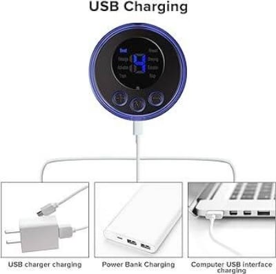 Picture of Tens Units EMS Mini Massager with 3 Pads ,Muscle Stimulator Full Body Relaxation Machine Rechargeable Device for Legs Back Neck Pain Relief Therapy - Multicolor