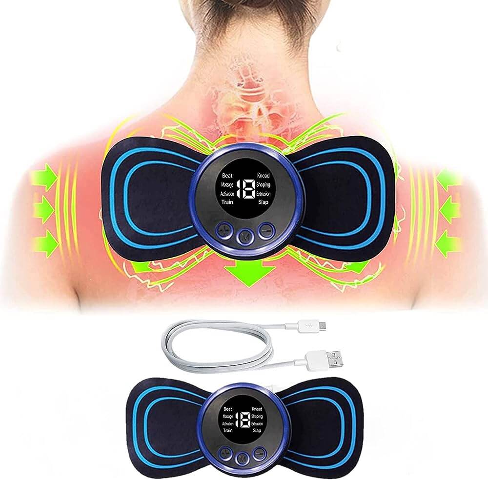 Picture of Tens Units EMS Mini Massager with 8 Pads ,Muscle Stimulator Full Body Relax Machine Rechargeable Device for Legs Back Neck Pain Relief Therapy - Multicolor