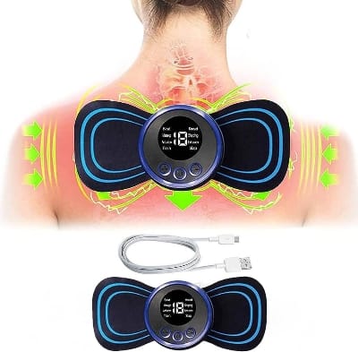 Picture of Tens Units EMS Mini Massager with 8 Pads ,Muscle Stimulator Full Body Relax Machine Rechargeable Device for Legs Back Neck Pain Relief Therapy - Multicolor