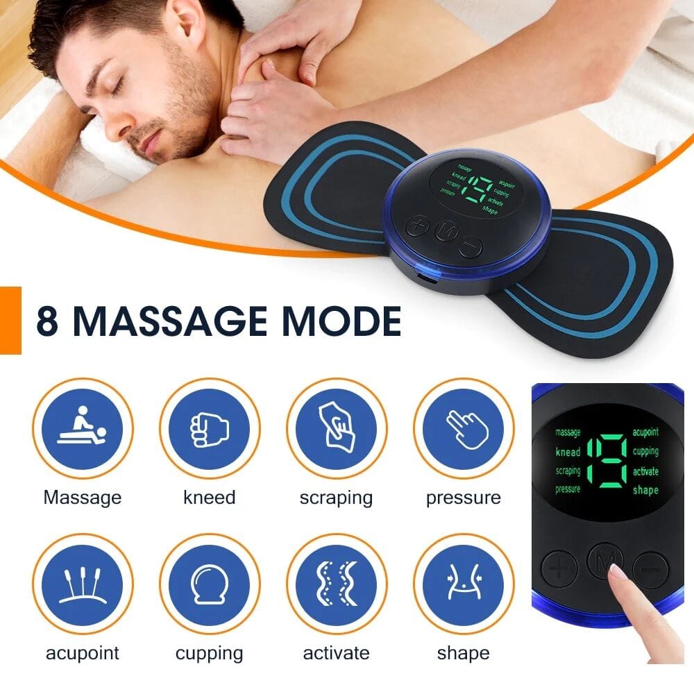 Picture of EMS Electric Neck Massager Lcd Display  Massage Patch Low Frequency Pulse Muscle Stimulator Pain Relief Relaxation 2 pads - Multicolor