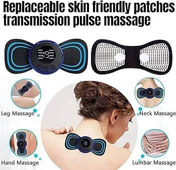 Picture of EMS Electric Neck Massager Lcd Display  Massage Patch Low Frequency Pulse Muscle Stimulator Pain Relief Relaxation 2 pads - Multicolor