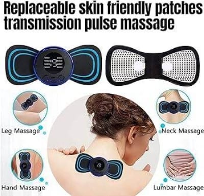 Picture of EMS Electric Neck Massager Lcd Display  Massage Patch Low Frequency Pulse Muscle Stimulator Pain Relief Relaxation 2 pads - Multicolor