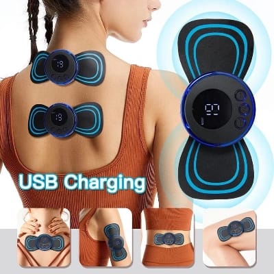 Picture of EMS Electric Neck Massager Lcd Display  Massage Patch Low Frequency Pulse Muscle Stimulator Pain Relief Relaxation 2 pads - Multicolor