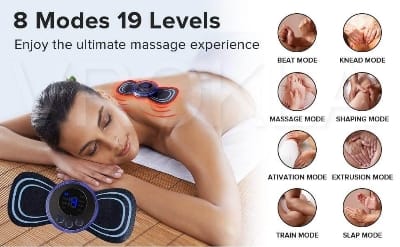 Picture of Tens Units EMS Mini Massager with 6 Pads ,Muscle Stimulator Full Body Relax Machine Rechargeable Device for Legs Back Neck Pain Relief Therapy - Multicolor