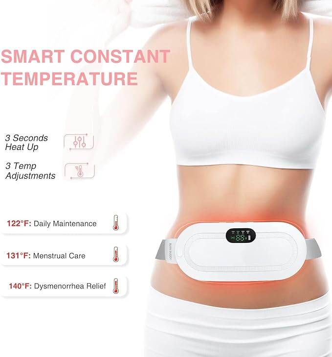 Picture of Heating Pad for Period Cramps, Fast Heating Pad with 6 Heat Levels and 6 Massage Modes, Portable Cordless Menstrual Heating Pad, Back or Belly Period Massager for Women and Girls - Multicolor