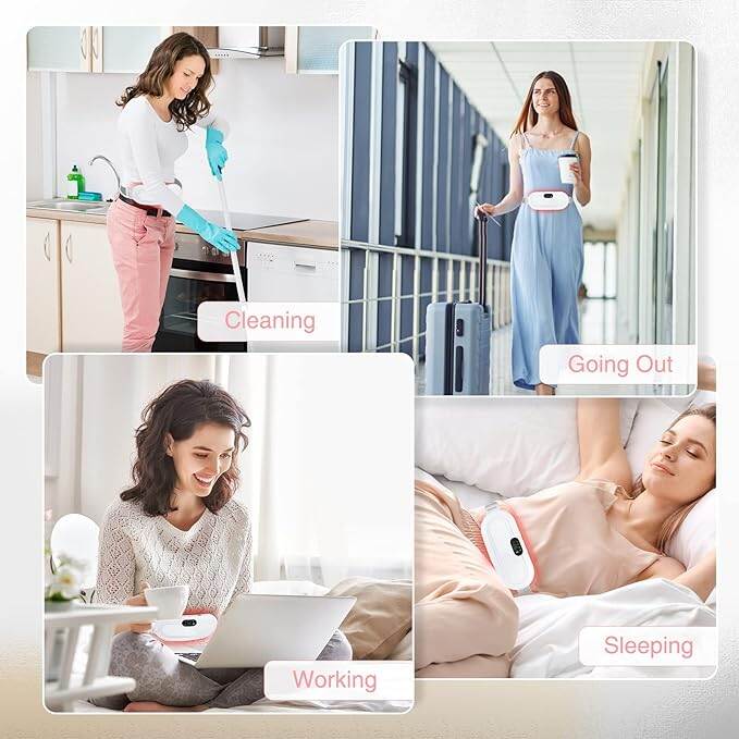 Picture of Heating Pad for Period Cramps, Fast Heating Pad with 6 Heat Levels and 6 Massage Modes, Portable Cordless Menstrual Heating Pad, Back or Belly Period Massager for Women and Girls - Multicolor