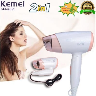 Picture of Kemei KM-3365 Hot And Normal Air Foldable Hair Dryer For Women - Multicolor