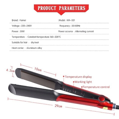 Picture of Kemei KM-531 Professional Hair Straightener with 2 ceramic plates Fast heating - Multicolor