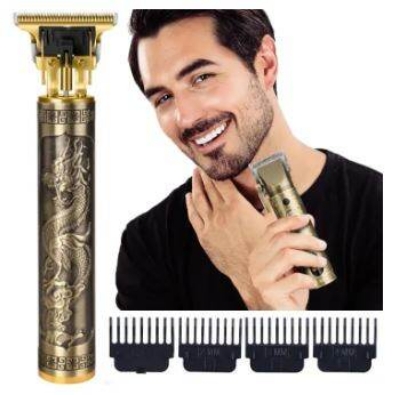 Picture of T9 Vintage USB 6500 charging cable with Rechargeable Hair Trimmer metal body Hair Cutting Machine For Men and Women - Multicolor