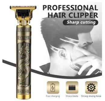 Picture of T9 Vintage USB 6500 charging cable with Rechargeable Hair Trimmer metal body Hair Cutting Machine For Men and Women - Multicolor