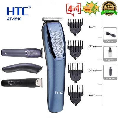 Picture of HTC AT-1210 Beard Trimmer And Hair Clipper For Men 45 min Runtime 4 Length Settings  (Blue) - Multicolor