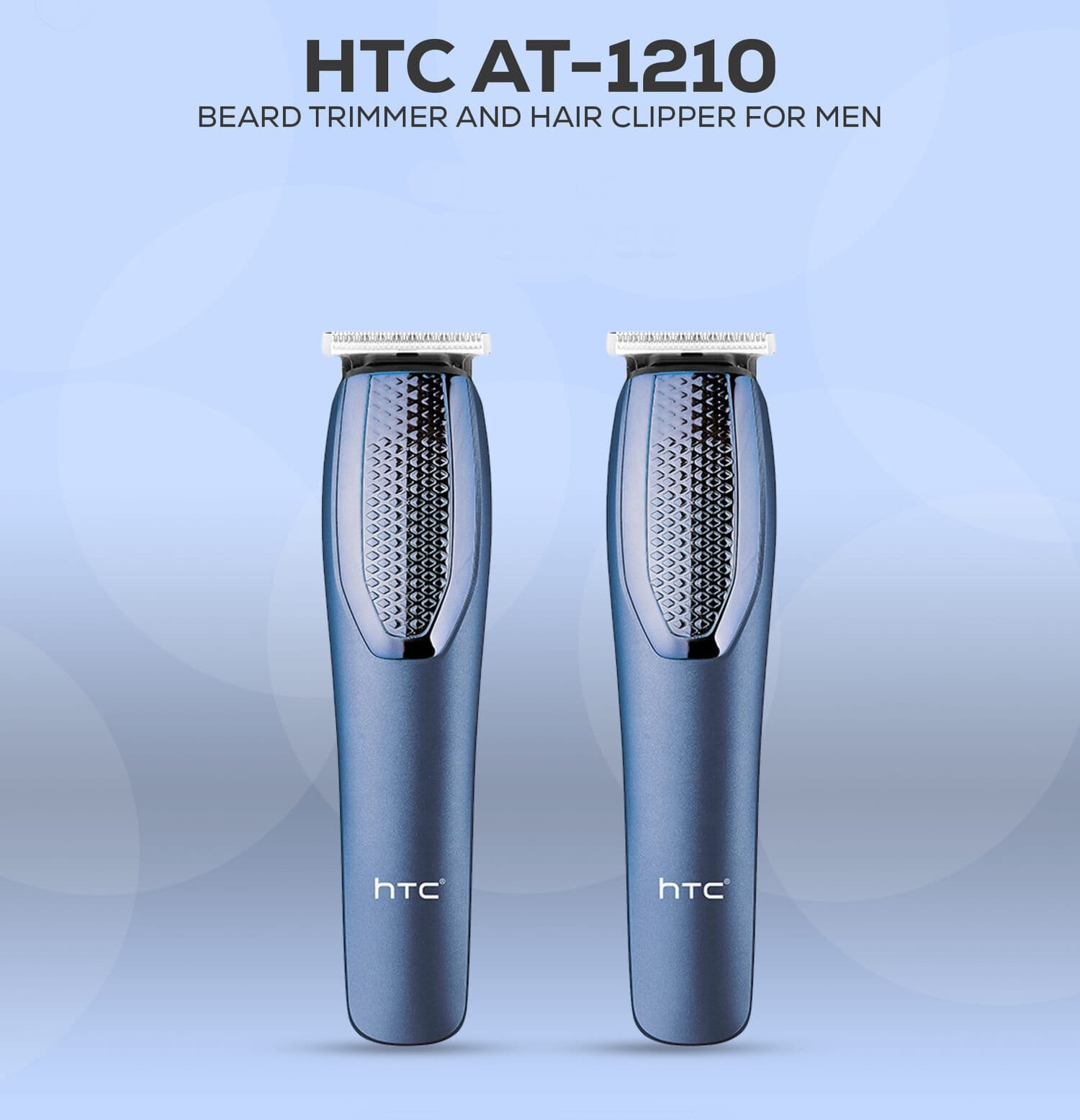 Picture of HTC AT-1210 Beard Trimmer And Hair Clipper For Men 45 min Runtime 4 Length Settings  (Blue) - Multicolor