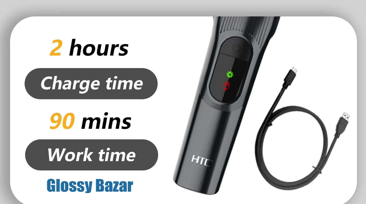 Picture of HTC AT-519 Lithium battery home use hair trimmer Indicator light powerful hair cutting machine For Men and Women 