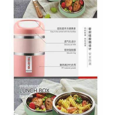 Picture of 2 layer Tedemei Food Grade Stainless Steel Lunch Box - Multicolor