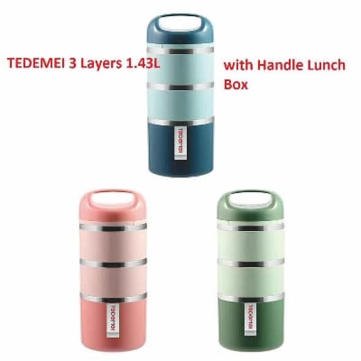 Picture of Tedemei Brand 3 Layers 1.43 Liters Stainless Steel Lunch Box with additional layer at the top - Multicolor