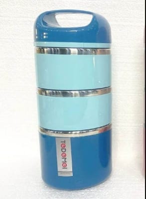 Picture of Tedemei Brand 3 Layers 1.43 Liters Stainless Steel Lunch Box with additional layer at the top - Multicolor