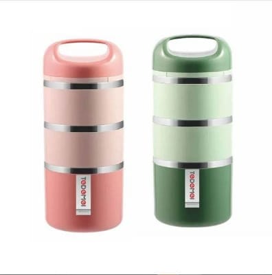 Picture of Tedemei Brand 3 Layers 1.43 Liters Stainless Steel Lunch Box with additional layer at the top - Multicolor