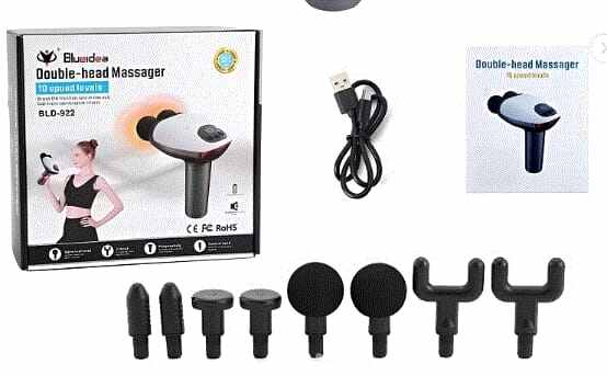 Picture of BLUE IDEA BLD 922 Dual Head Electric Massager with Infrared Heat - Full Body Handheld Deep Tissue Massage for Muscle Pain Relief - Multicolor