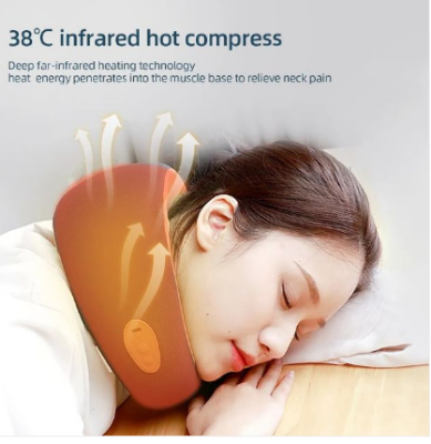 Picture of U-Shaped Vibration Electric Rechargeable Massage Pillow Electric Travel Massage Pillow U-Shaped Memory Foam Neck Massage - Multicolor