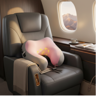 Picture of U-Shaped Vibration Electric Rechargeable Massage Pillow Electric Travel Massage Pillow U-Shaped Memory Foam Neck Massage - Multicolor