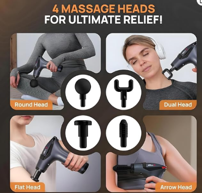 Picture of IBELL SL-887 Seperable Vibrating Massage Gun | Percussion Muscle Massager with 12 Speed Levels for Full Body Pain Relief of Neck, Shoulder, Back, Foot for Men & Women - Multicolor