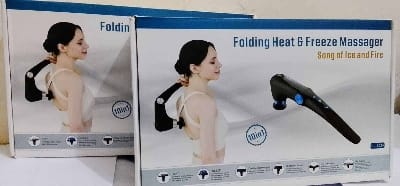 Picture of Portable Foldable Massage Gun Heat Cold Head Rotatable Design Professional Handheld Massager Whole Body Back Neck Muscle - Multicolor