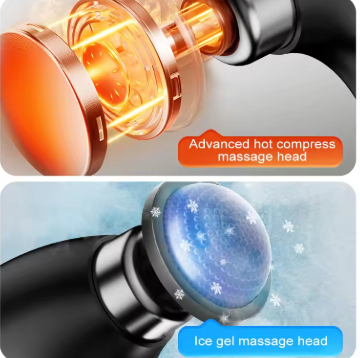 Picture of Portable Foldable Massage Gun Heat Cold Head Rotatable Design Professional Handheld Massager Whole Body Back Neck Muscle - Multicolor