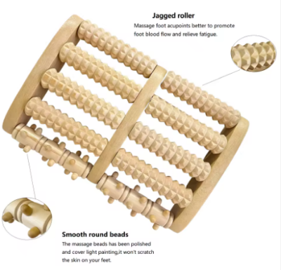 Picture of Wooden Foot Roller Wood Care Massage Reflexology Muscle Relax Relief Massager Spa Gift Anti Cellulite Foot Massager Care Tools - Multicolor
