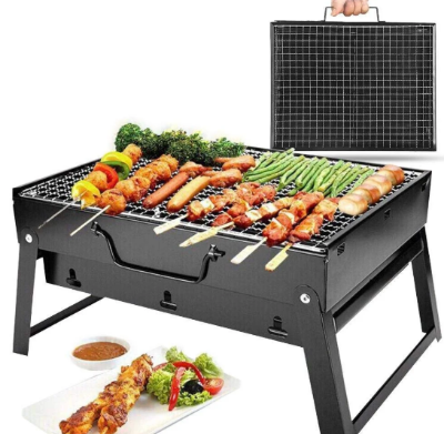 Picture of Portable BBQ Grill with Foldable Stand, Heavy-Duty Stainless Steel Construction - Multicolor