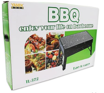 Picture of Portable BBQ Grill with Foldable Stand, Heavy-Duty Stainless Steel Construction - Multicolor