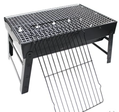 Picture of Portable BBQ Grill with Foldable Stand, Heavy-Duty Stainless Steel Construction - Multicolor