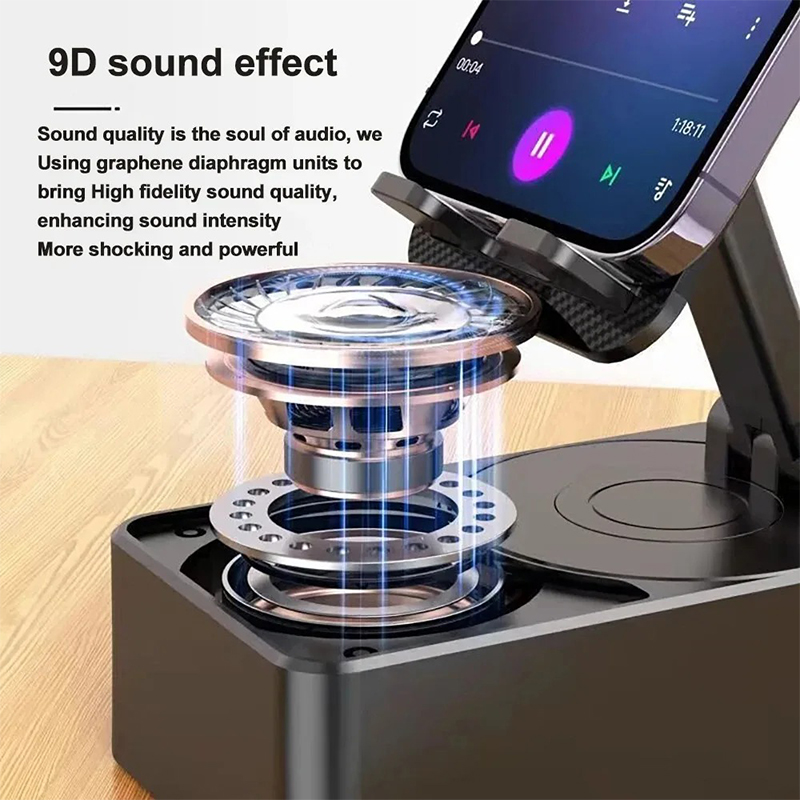 Picture of Imported 3 in 1 Cell Phone Stand with Wireless Bluetooth Speaker & Power Bank - Foldable Audio Phone Holder with HD Surround Sound for Home & Outdoor