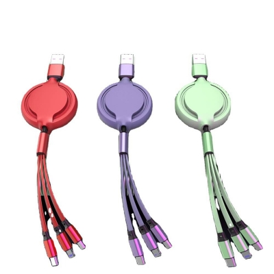Picture of 3 in 1 Retractable USB C 6A 100W USB Fast Charger for iPhone 13 14 12 11 Pro X Max Type C/Micro Fast Charger for 5 colour multicolour