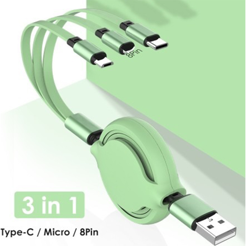 Picture of 3 in 1 Retractable USB C 6A 100W USB Fast Charger for iPhone 13 14 12 11 Pro X Max Type C/Micro Fast Charger for 5 colour multicolour