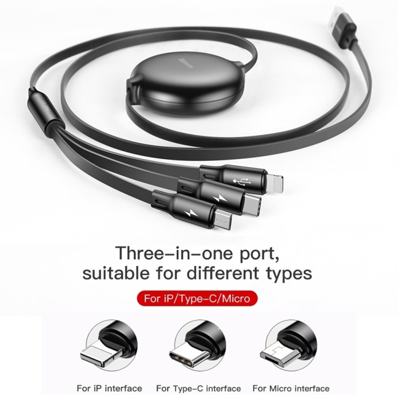 Picture of 3 in 1 Retractable USB C 6A 100W USB Fast Charger for iPhone 13 14 12 11 Pro X Max Type C/Micro Fast Charger for 5 colour multicolour